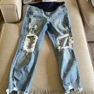 Pink Blush Maternity Distressed Jeans